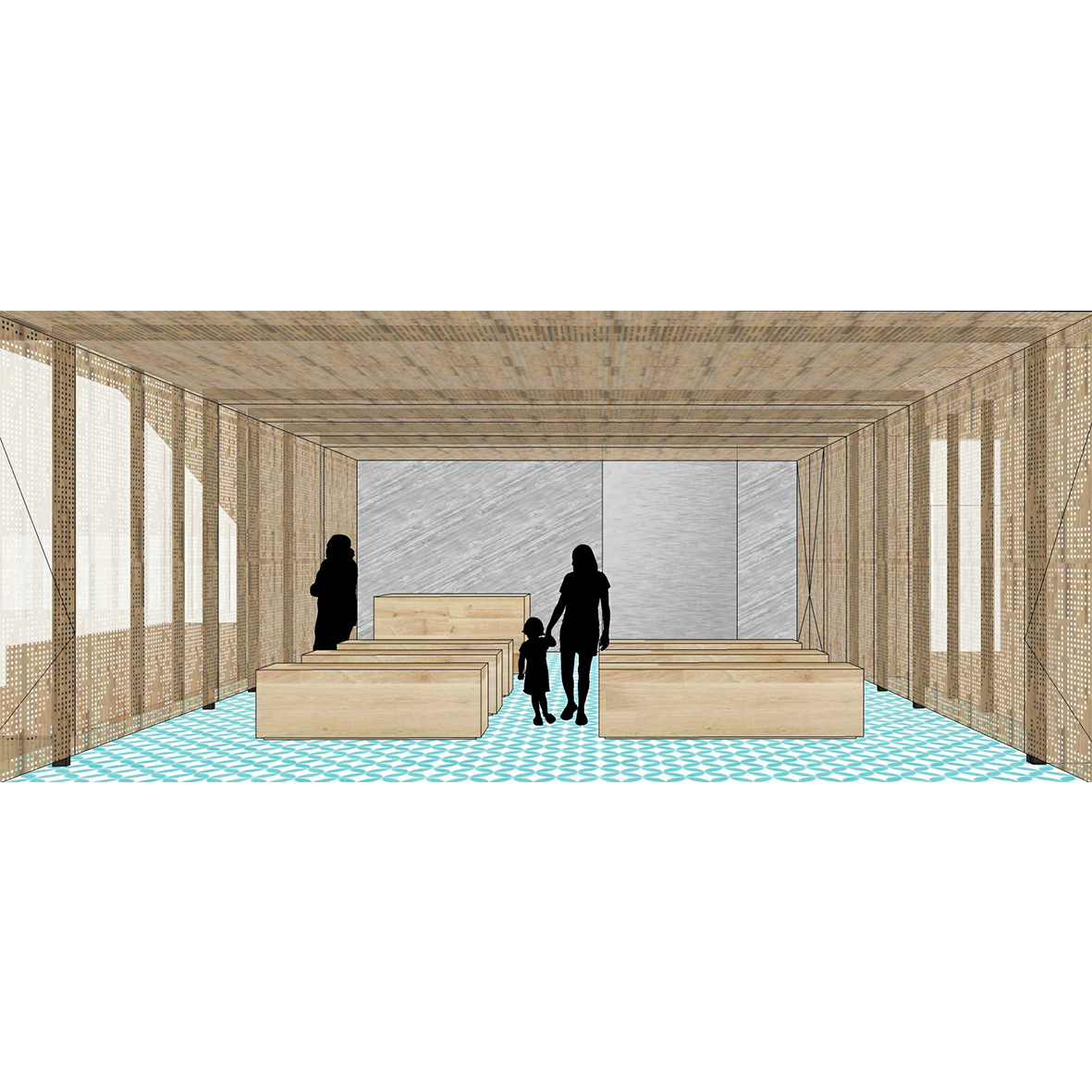 Oratorio, imagen ilustrativa tridimensional etapa de proyecto. (Izquierda)