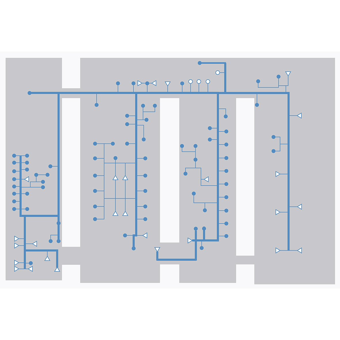 Sistema de circulaciones staff médico y estudiantes, diagrama explicativo (Derecha)