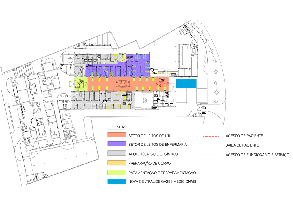 Sector de tratamiento de Covid-19 en Policlínica Agamenon Magalhães. (Fuente: Elaborado por George Costa, 2021)