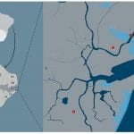 Ubicación del área de cobertura de los Hospitales Provisionales 1, 2 y 3 de la ciudad de Recife (Fuente: Elaborado por George Costa, 2021)