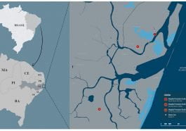 Ubicación del área de cobertura de los Hospitales Provisionales 1, 2 y 3 de la ciudad de Recife (Fuente: Elaborado por George Costa, 2021)