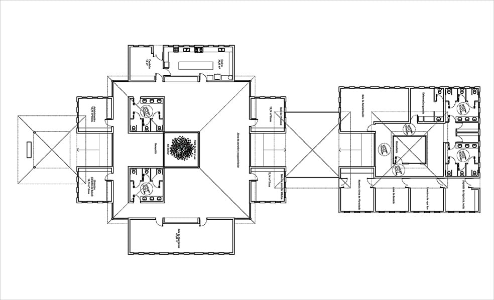 Geriátrico 09, plano del edificio principal completo
