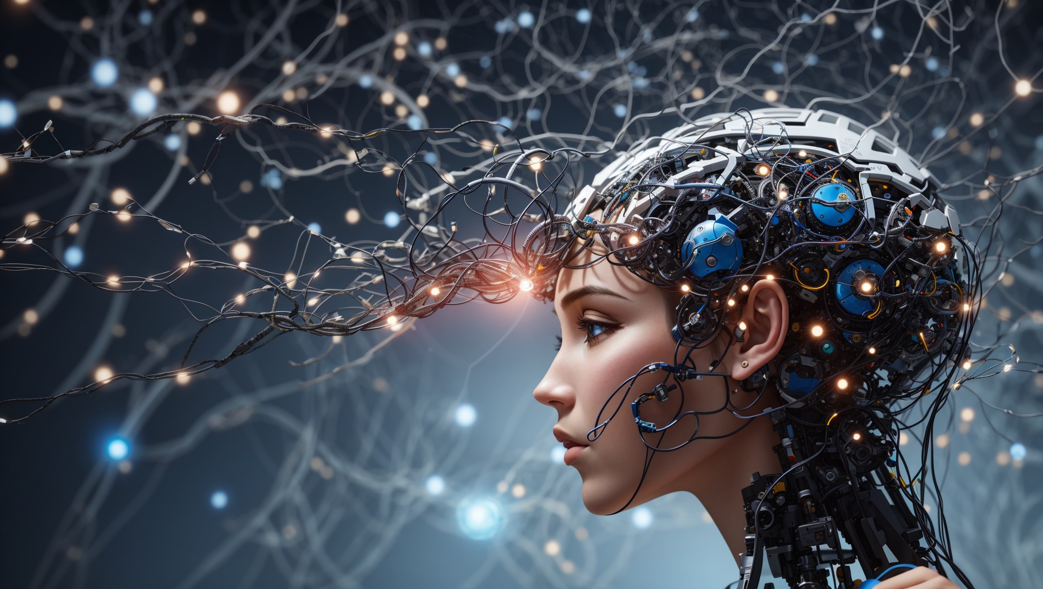 Imagen creada con la IA Leonardo.ai usando el prompt: inteligencia artificial conectando sus redes neuronales