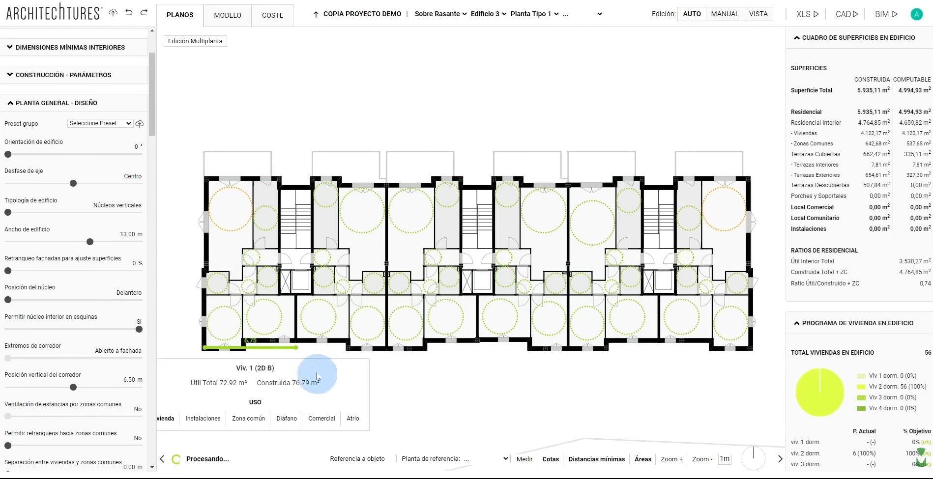 Imagen de la plataforma Architectures en funcionamiento. Captura de pantalla tomada del video de youtube “Plantas de Arquitectura en segundos con IA” del canal arqMANES. 