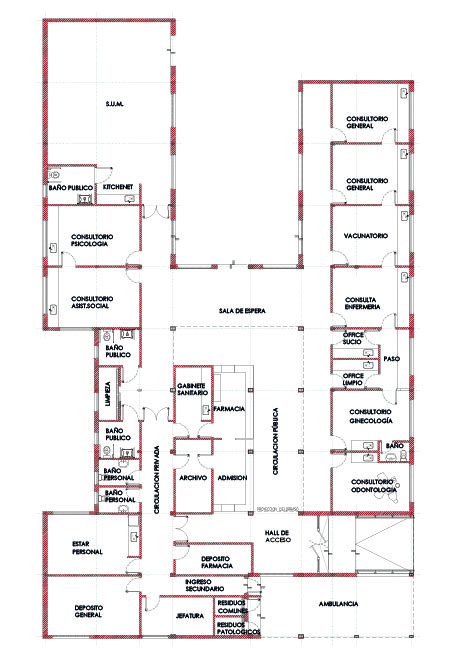 Planta Prototipo CAPS. Fuente: Dirección de Planificación y Arquitectura. Sub-Secretaría de Salud. Ministerio de Salud de la Provincia de Neuquén.