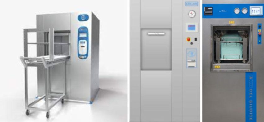 Autoclaves de compuerta simple construidos en acero inoxidable.