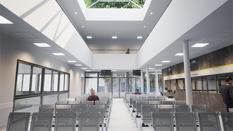 Acceso y sala de espera en planta baja