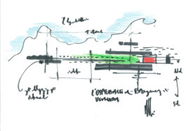Croquis de Renzo Piano para el Centro de Cirugías de Emergencia para niños en Uganda