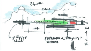 Croquis de Renzo Piano para el Centro de Cirugías de Emergencia para niños en Uganda