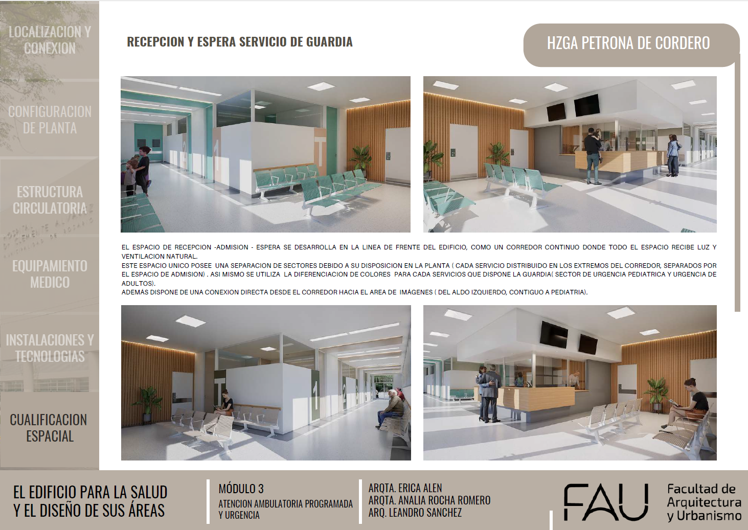 TFM2. Cualificación espacial del área de urgencias. Arq. Érica Alen – Arq. Analía Rocha Romero - Arq. Leandro Sánchez. Cohorte 2024.